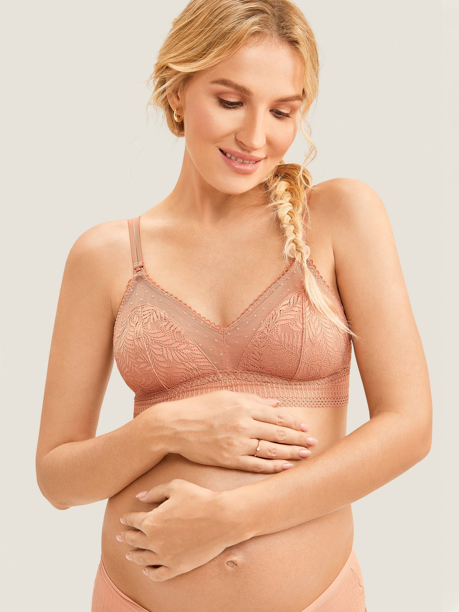 Double-Strap Nursing Bralette Cream Coffee