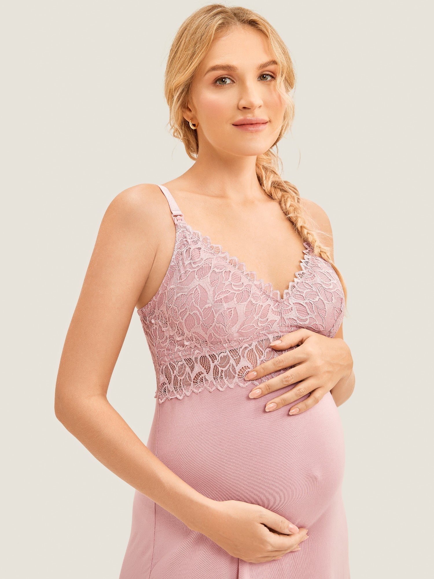 Breastfeeding Lace Nursing Nightdress
