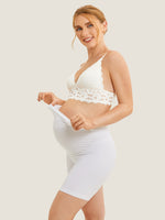 High Waist Shapewear Maternity Shorts|Seamless White