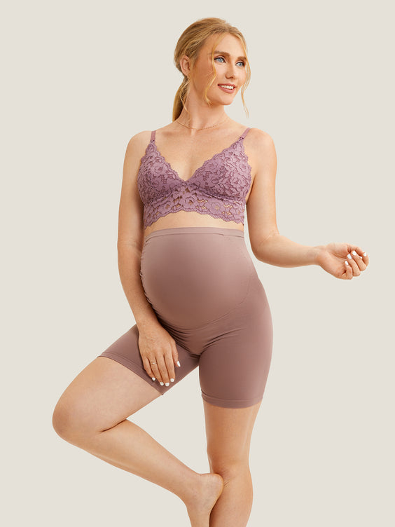 High Waist Shapewear Maternity Shorts|Seamless Mochaccino