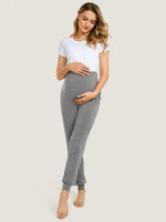 Casual Stretchy Maternity Joggers Neutral Gray