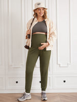 Casual Stretchy Maternity Joggers Warm green