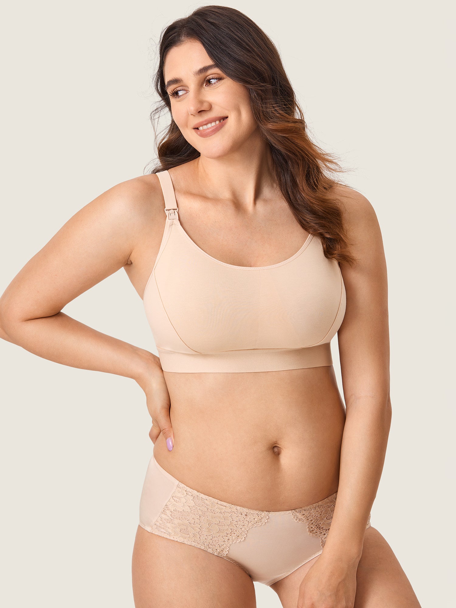 Cotton Plus Size Nursing Sport Bra Beige