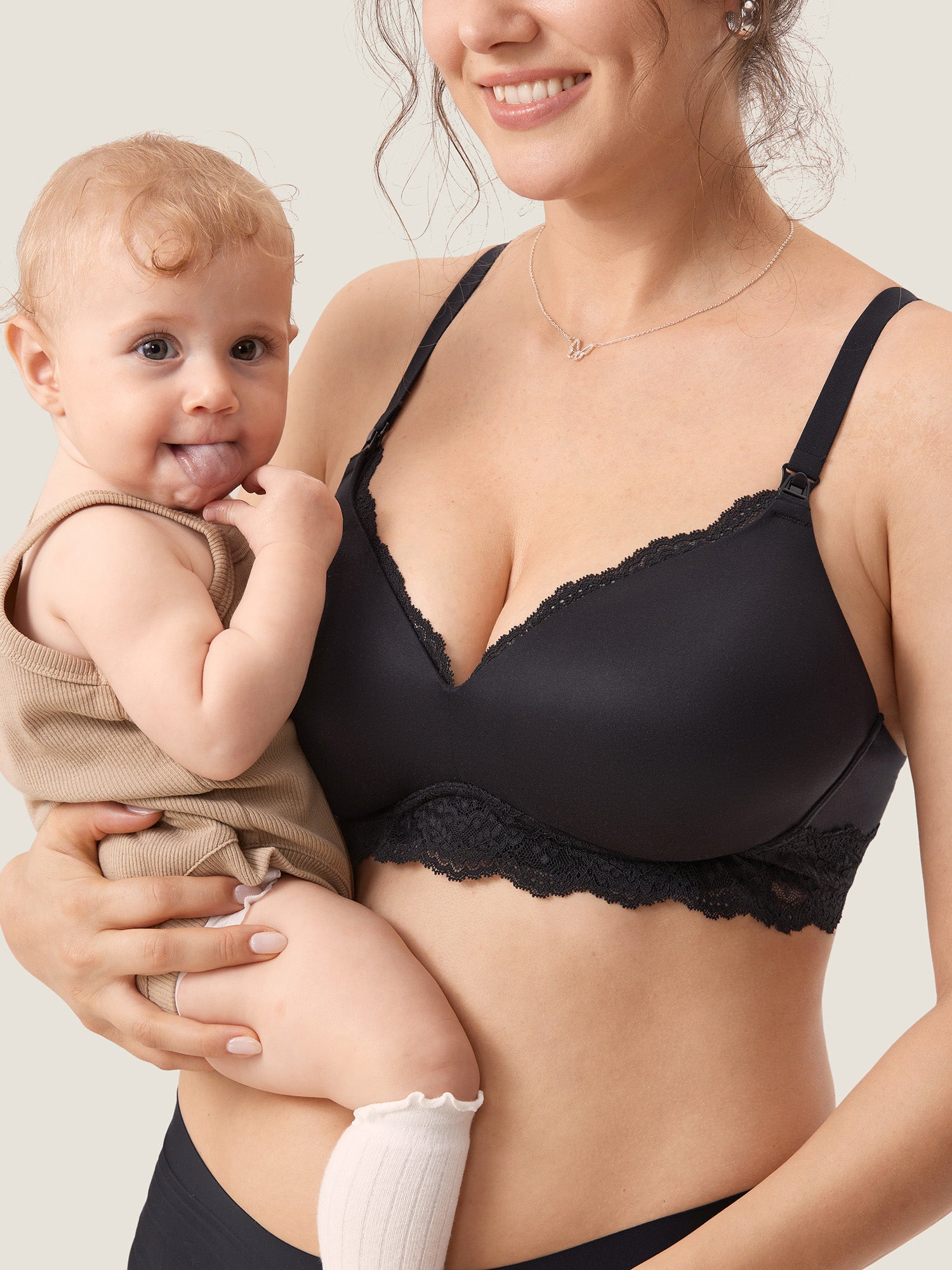 Lace Wing Wirefree Nursing Bra Black