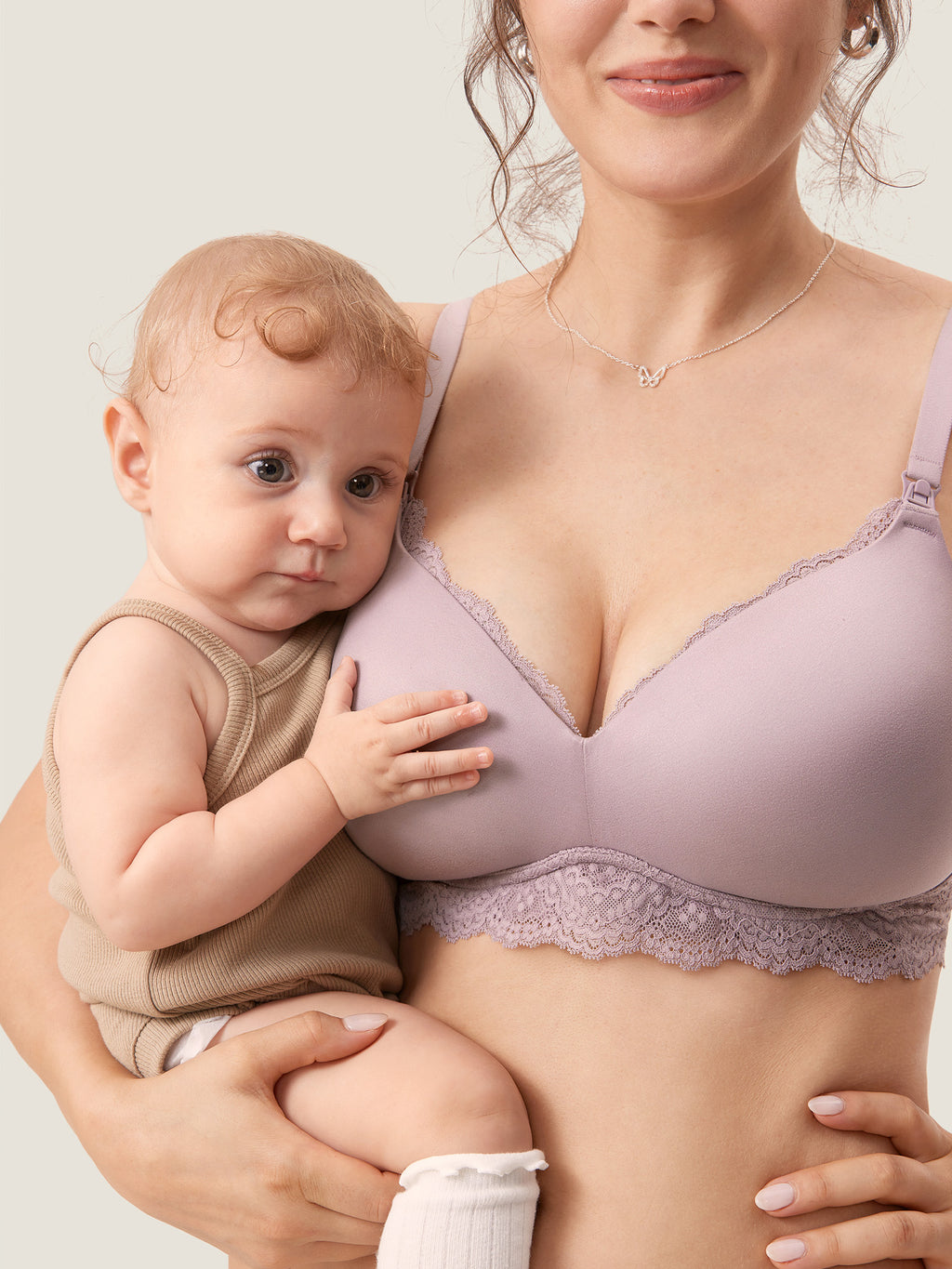 WENJUN Women's Lace Wirefree Maternity Nursing Bra,Plunge Longline  Bralette,Pregnancy and Breastfeeding Bras (Color : White, Size : Large) :  : Fashion
