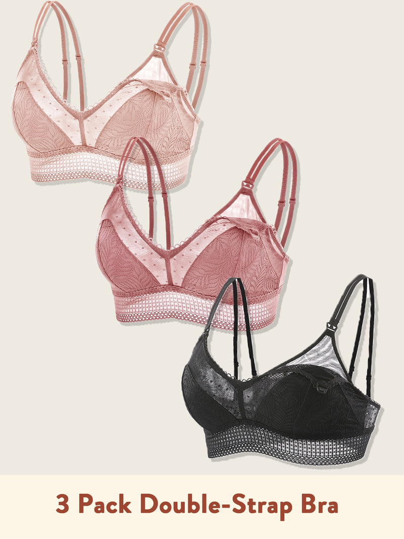 3 Pack Double-Straps Bra